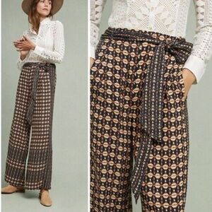 Anthropology ETT TWA Geometric Wide Leg Belted Pants NWOT Size 4